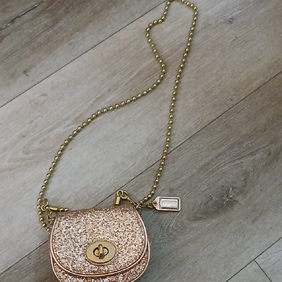 Coach Handbags - Coach Gold Mini Bag with Chic Chain Strap